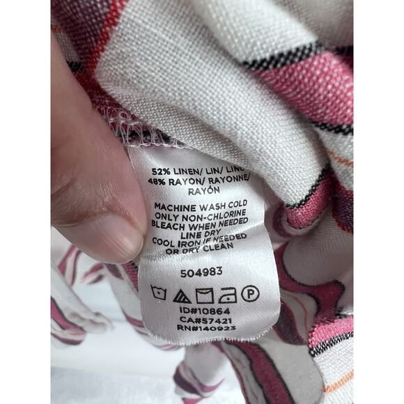 Loft Red Stripe Linen Blend Shirt Dress Size 8 Button Front - Picture 4 of 4